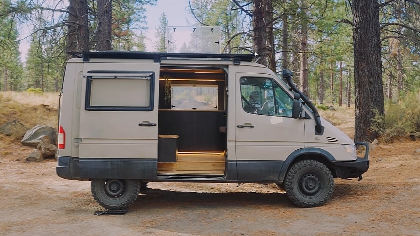 This Old Sprinter T1N Van Hides a Modern, Space-Maximizing Apartment on Wheels